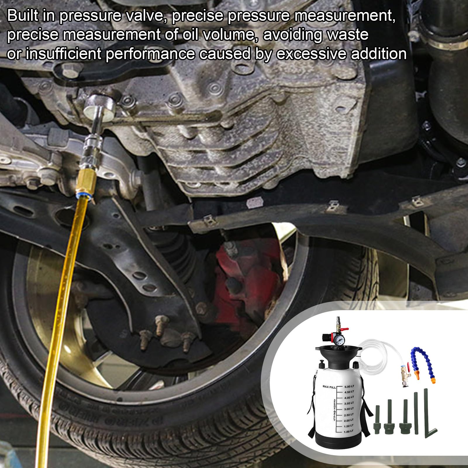 Kit De Bomba De Fluido De Transmisión - Bomba De Transferencia De Aceite Portátil 5L, Extractor De Fluido Con Accesorios | Bombas Automotrices Para El Taller De Garaje Rutina De Vehículos Ru