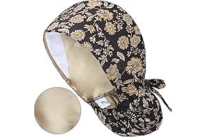 Satin-Lined Scrub Cap with Button and Adjustable Design