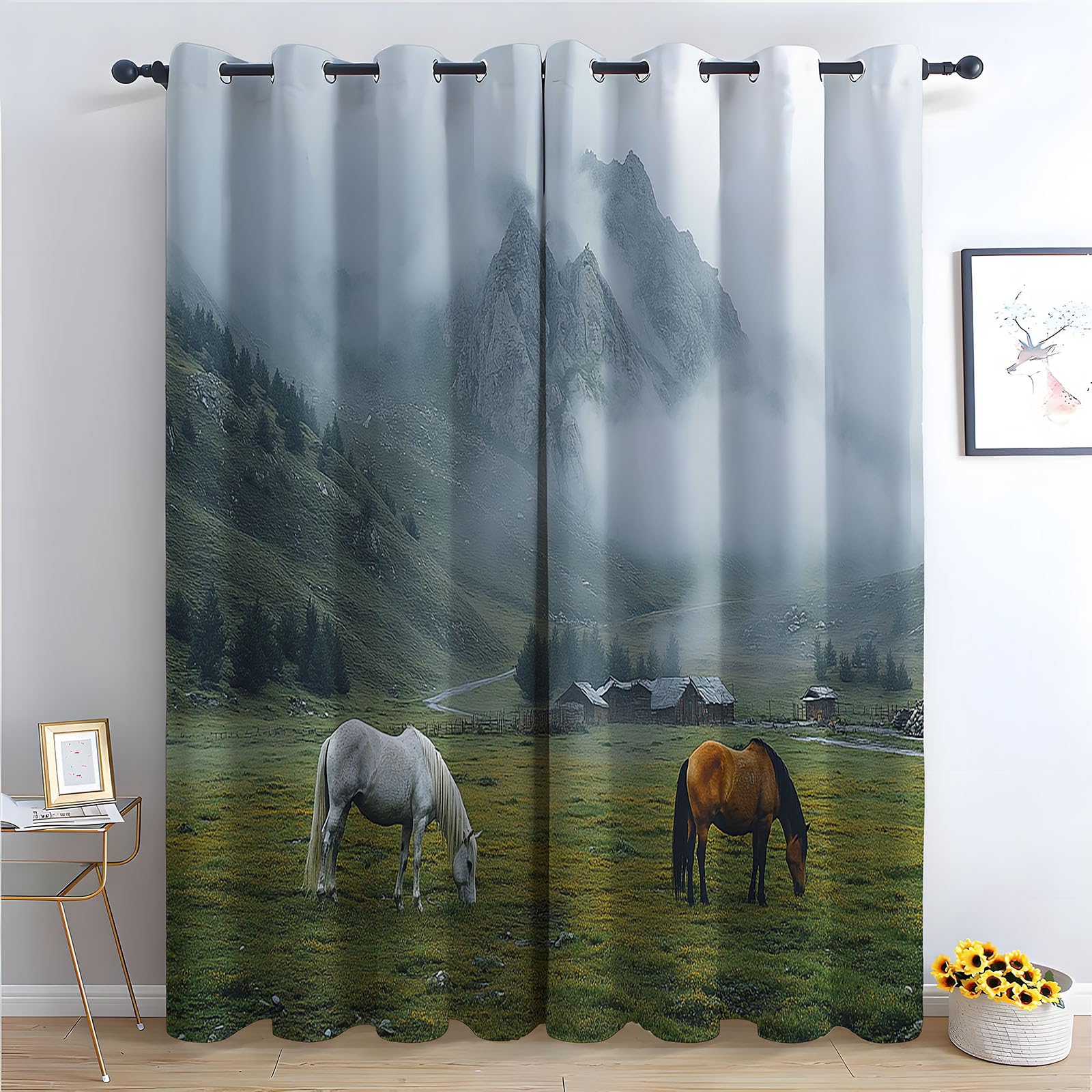 Rideaux salon esprit nature pour une chambre à coucher lumineuse et fleurie
