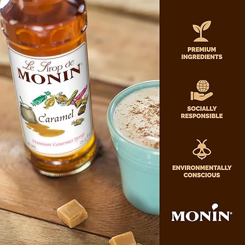 Miniatura 4 de Monin - Jarabe de caramelo, rico y mantecoso, ideal para postres, café y cócteles, sin gluten, sin OMG (1 litro)