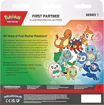 Pokémon TCG: First Partner Illustration Collection—Series 1 (3 Promo Cards, 2 Booster Packs & 1 Sticker Sheet)