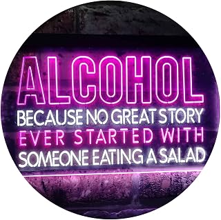 ADVPRO Alcohol Because No Story with Salad Bar Display Dual Color LED Neon Sign White & Purple 12" x 8.5" st6s32-i3413-wp