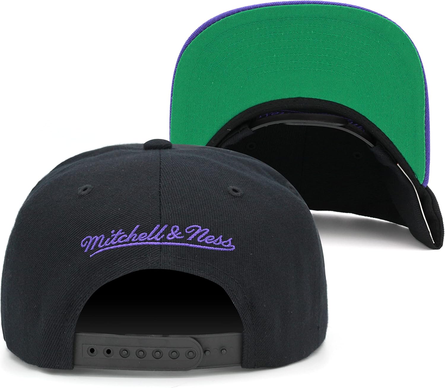 Mitchell & Ness Phoenix Suns Team Script 2.0 Hardwood Classics Snapback Hat Adjustable Cap - Black/Purple