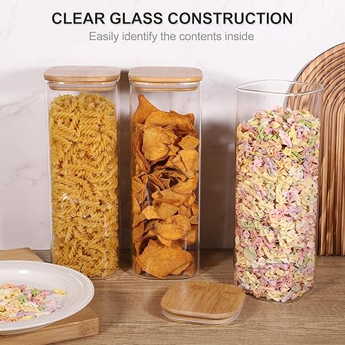 Miniatura 3 de Contenedores de almacenamiento de vidrio con tapas, juego de 3, tarros grandes de 74 onzas para despensa, barra de café, recipientes herméticos