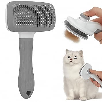 Cottoncat Cat Brush Slicker | Self Cleaning Grooming Brush for Cats & Dogs | Easy to Remove Loose Hair, Mats & Tangles | Pet Massage & Shedding Comb for Long & Short Hair (Pet Slicker Brush)