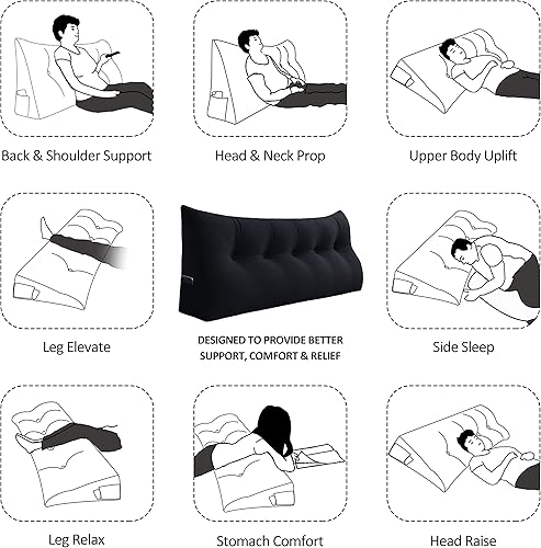 Miniatura 7 de Cabecera tapizada suave triangular con relleno de algodón pp. Cojín de soporte de posicionamiento para el descanso de la espalda en la cama en forma