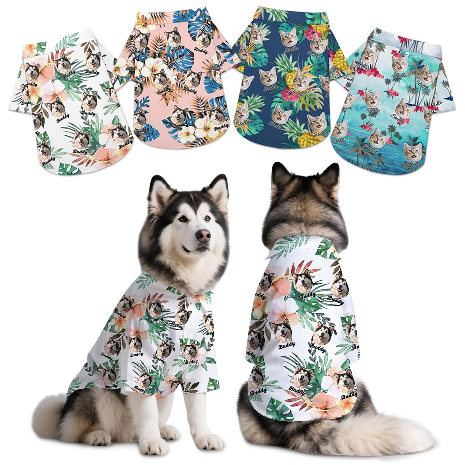 Personalised Dog Shirt Custom Dog T-Shirt with Photo Name Text Logo, Personalised Summer Breathable Pullover Pet Outfit Clothes for Small Medium Large Dogs Cats Kitten Puppy — image 1