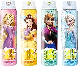 Funny Bubbles Disney Rapunzel Belle Elsa Anna Set of 4 Strawberries, Orange, Melon Soda, White Tea Scent, Vegetable, Weak Acid, 3.5 oz (100 g), Made in Japan