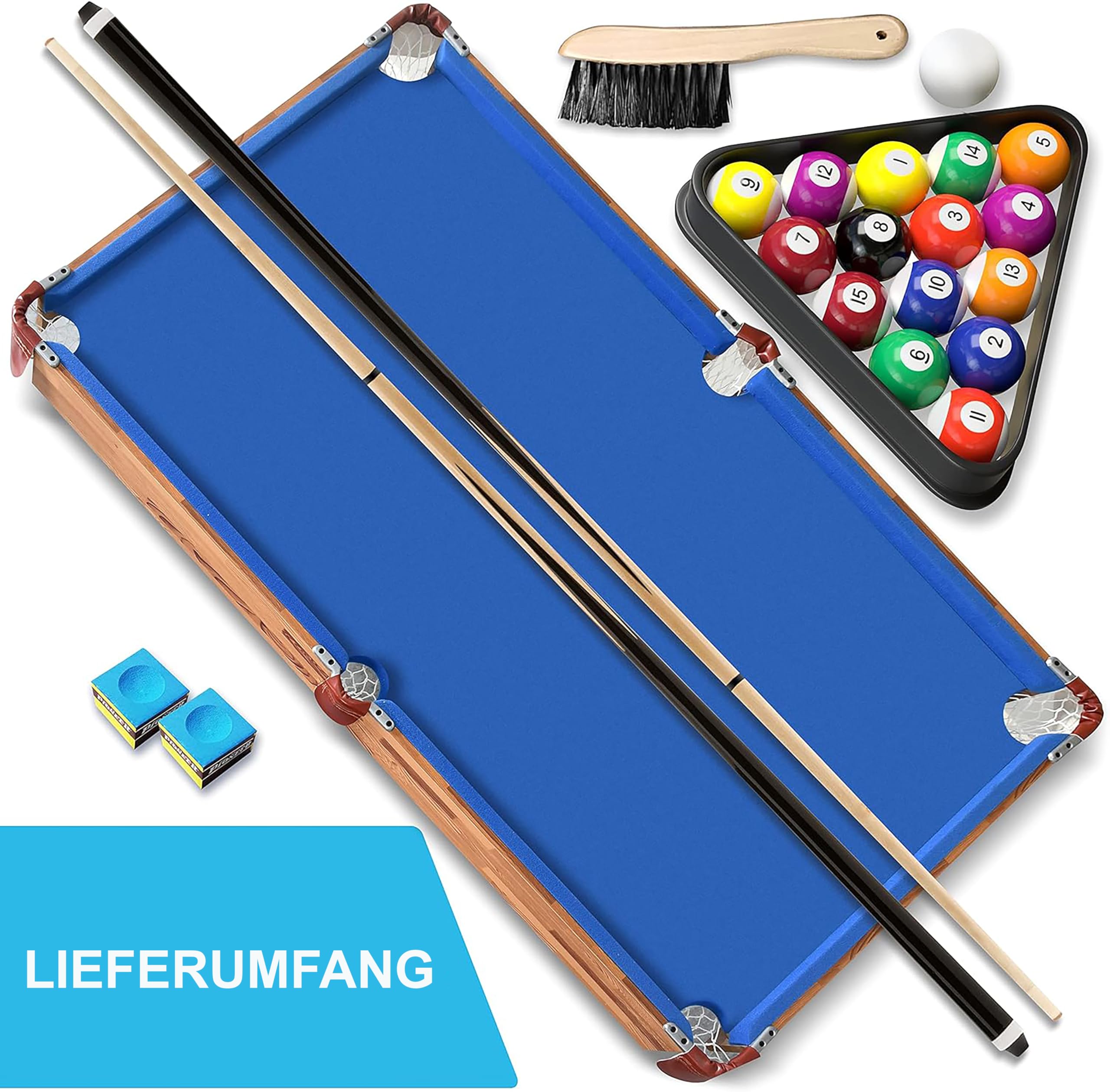 SereneLife Billardtisch Mini Klappbar Pool Table 137x74x78cm für Kinder mit Zubehör Blau