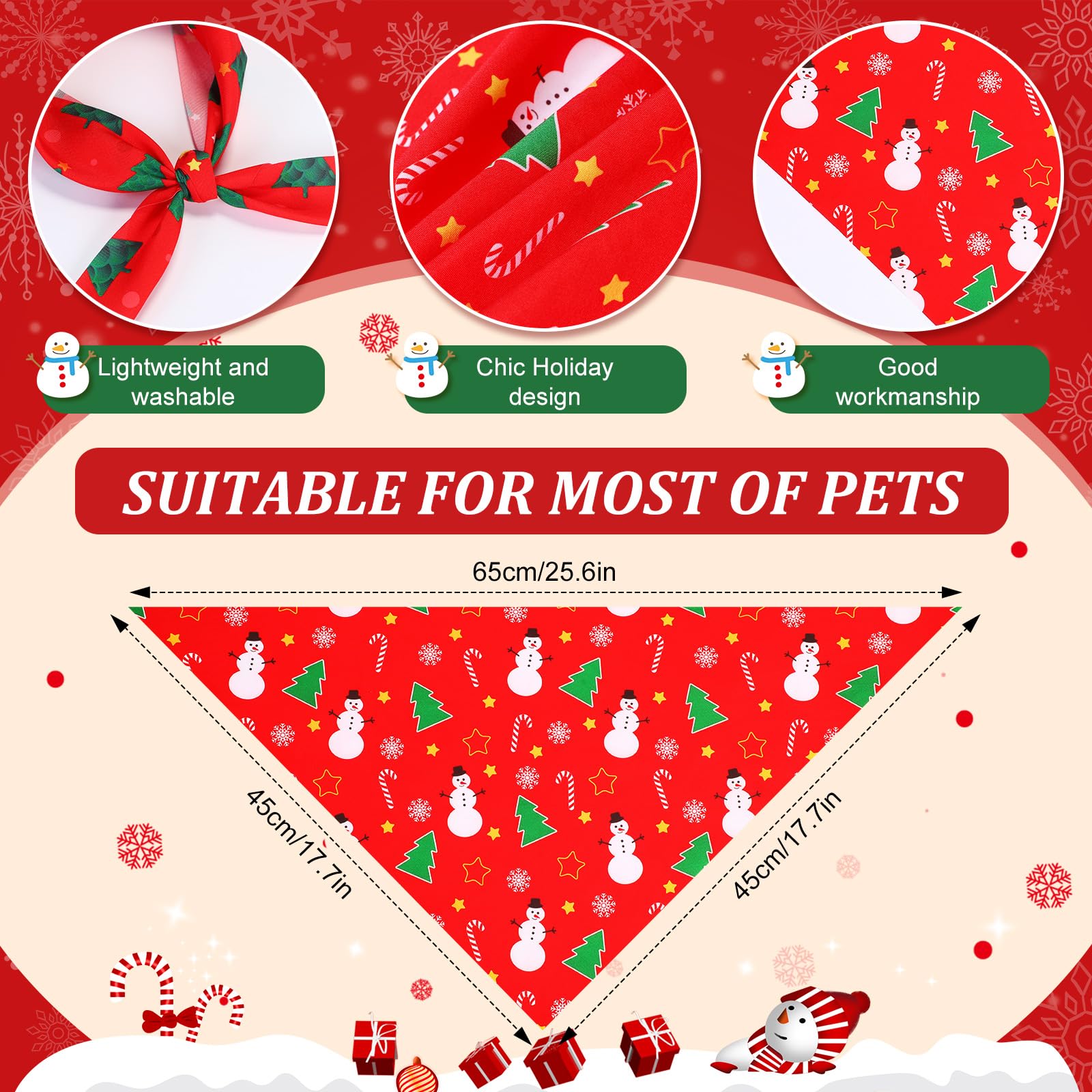 Preboun Weihnachts-Hundehalstücher für Hunde, 50 Stück, Grün und Rot, Hundehalstuch-Set, Urlaubs-Hundehalstücher für Weihnachten, Welpen, kleine und große Hunde, Kostümzubehör (klein)