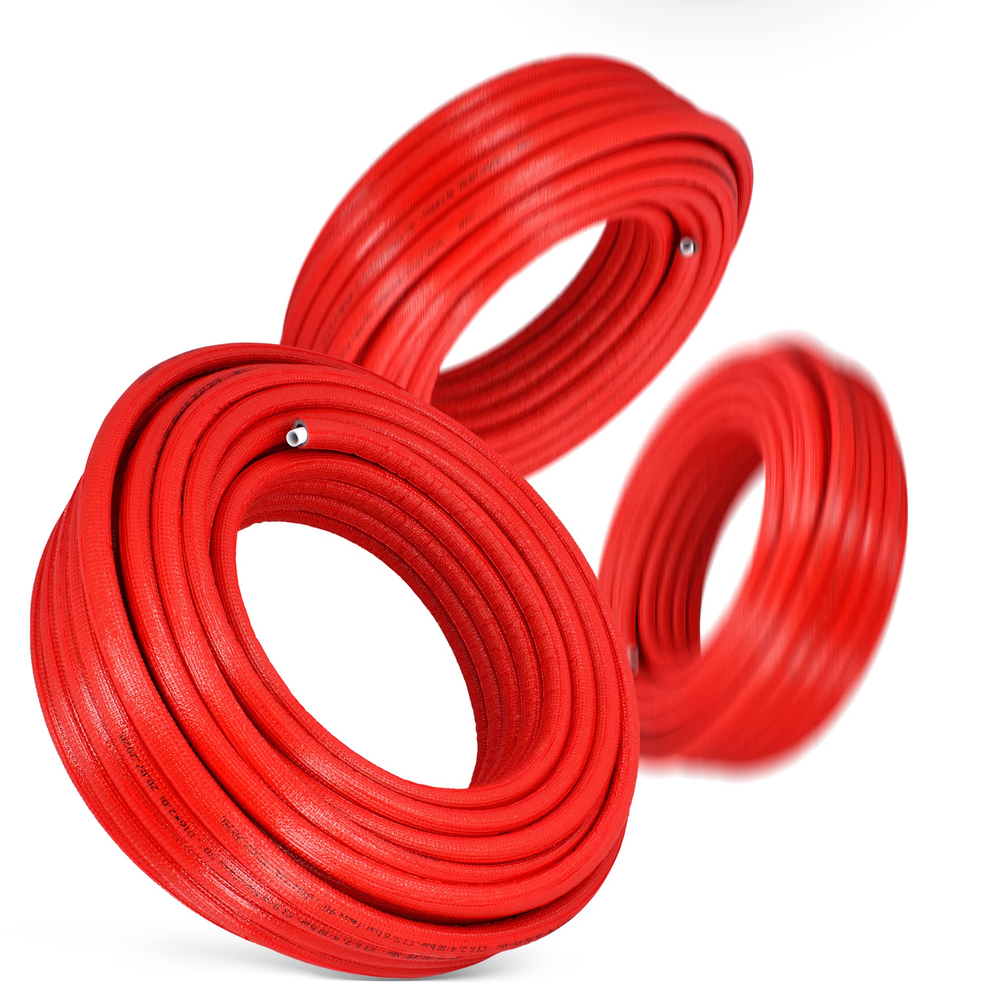 Tubo preisolato PEX/AL/PEX con rivestimento in polietilene, resistente, durevole, 16 x 2 mm, rosso, 50 m, per sistemi di riscaldamento e fornitura idrica