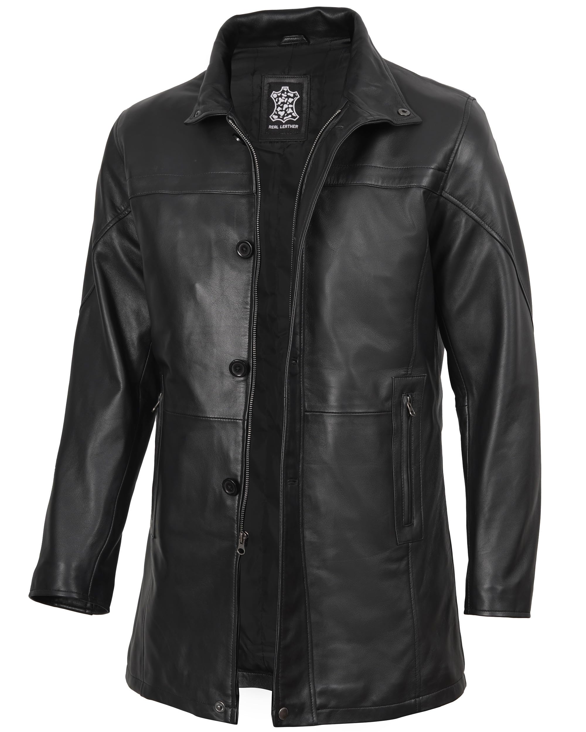 fjackets Men's Lambskin Leather Car Coat