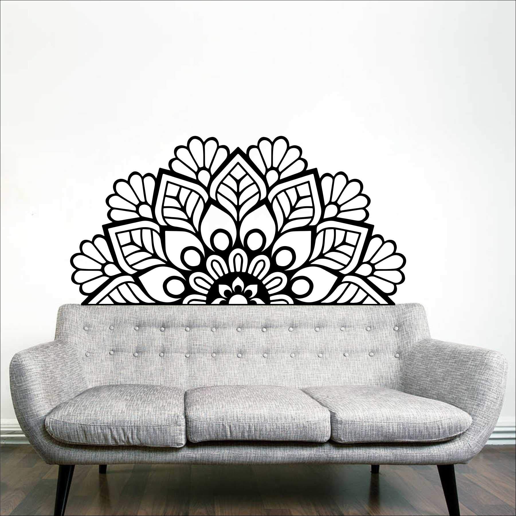 Asia Decor Half Mandala Flower Boho Style Removable Wall Sticker & Decal for Living Room,Bedroom,Yoga,Pooja (Material-Self Adhesive Vinyl Matt Finish,Size- 91.4cm X 45.7cm Black) (Half AD073 Black) (B08P5M7LTH) Amazon Price History, Amazon Price Tracker