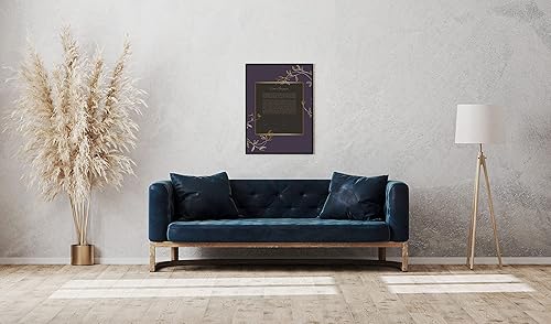 Miniatura 6 de Maybie & Co. Arte de Ketubah floral morado y dorado enmarcado personalizado | Contrato de amor de arte judío | Contrato de matrimonio interreligioso