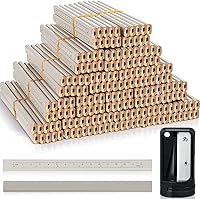 Vista 11 de Honoson 200 lápices planos de construcción con regla impresa, madera grafito, 2 sacapuntas de carpintero para herramienta de marcado de carpintería