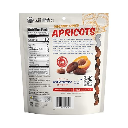 Miniatura 2 de Made In Nature Albaricoques secos orgánicos, 16 onzas (paquete de 1)  bocadillo de fruta seca vegana sin OMG