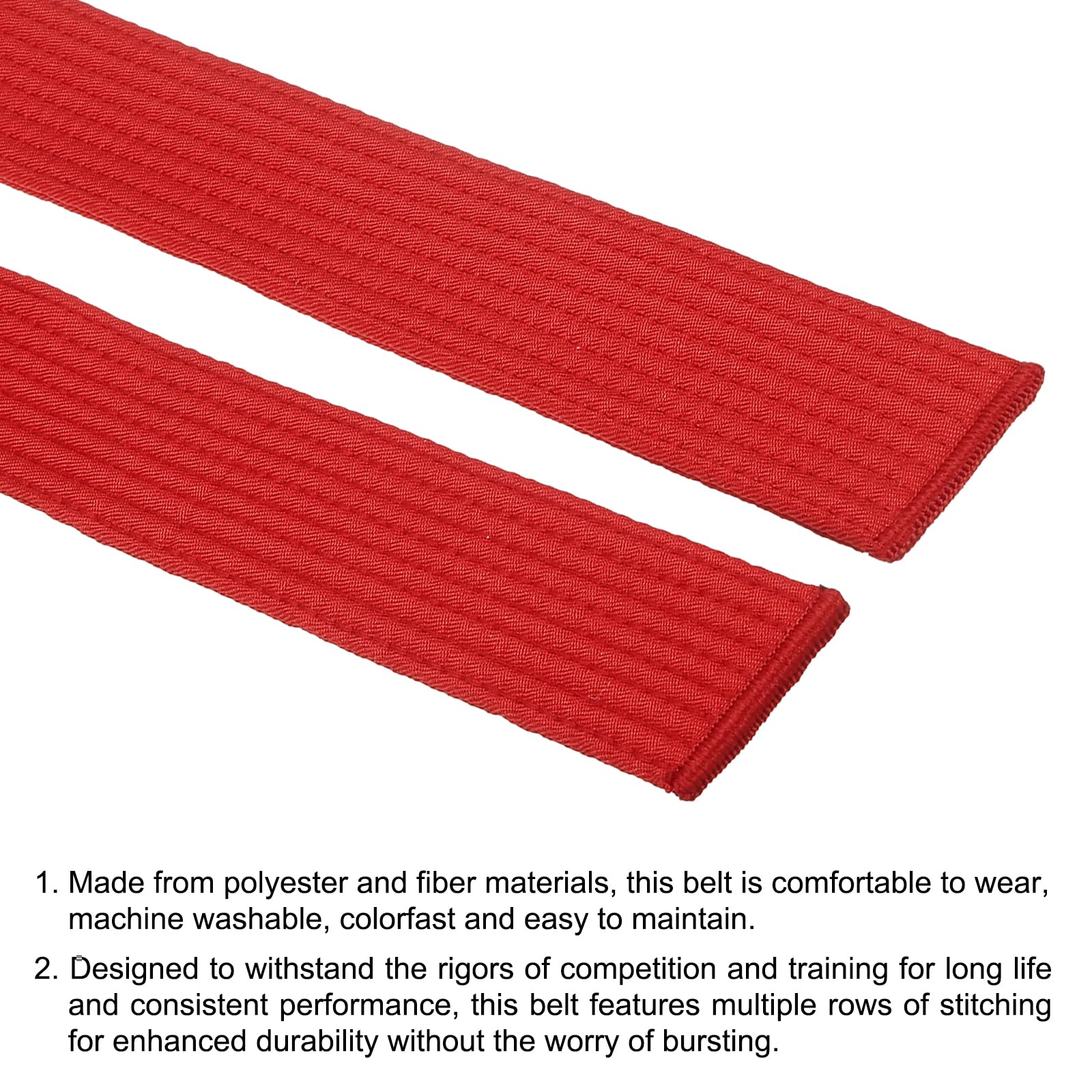 PATIKIL Taekwondo Colored Ranking Belts, 3 Pack 1.6" x5.3FT Polyester Martial Arts Colored Ranking Belt for Coach Teaching Practice Red - Image 3