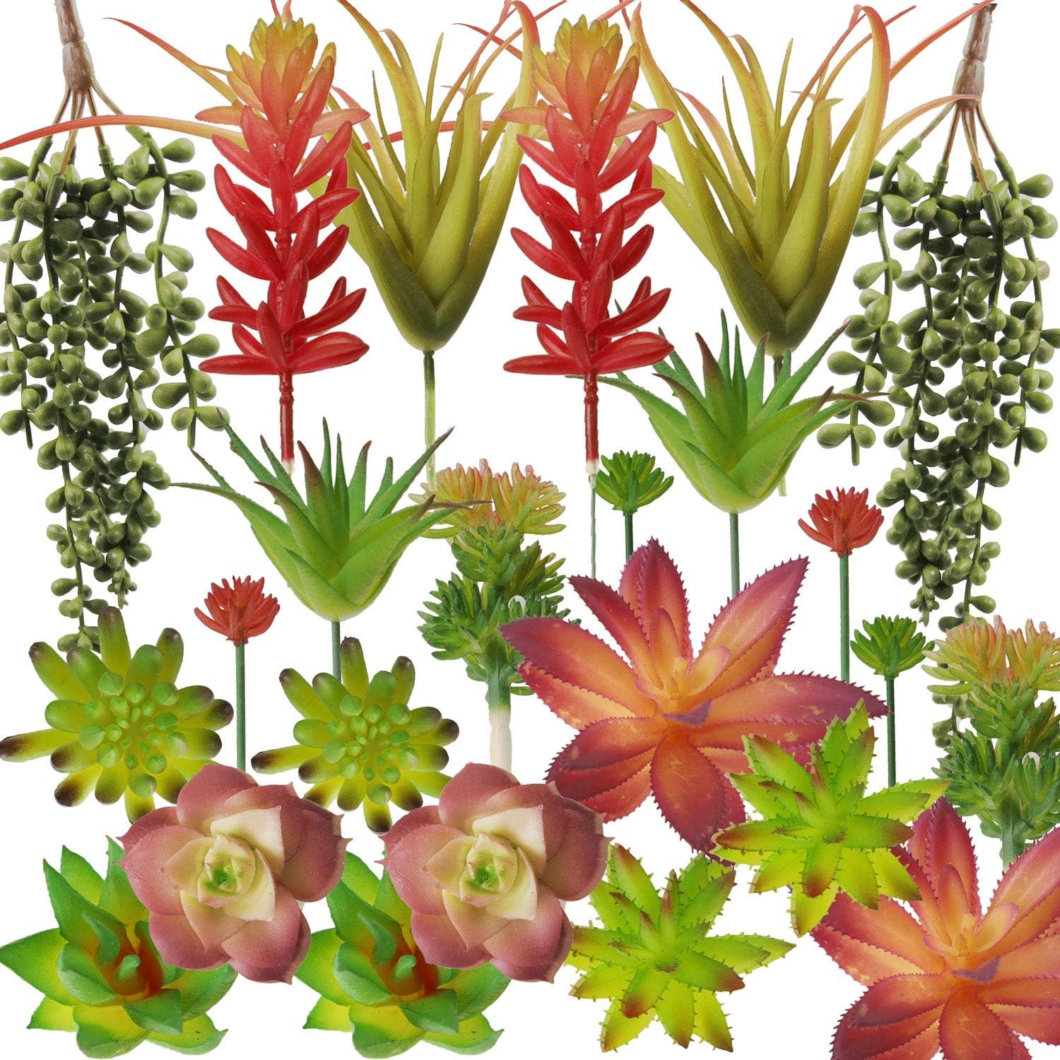 winemana 24 PCS Artificial Succulent Plants Set, DIY Lifelike Mini Fake Succulent for Home Table Decoration Indoor Outdoor Decor