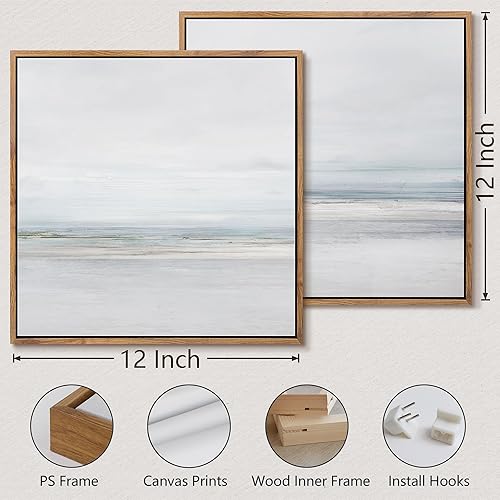 Miniatura 7 de Gardenia Art Lienzo enmarcado con océano, juego de arte para pared, tranquilo, playa, orilla, horizonte, cuadros, pósters, naturaleza, vida