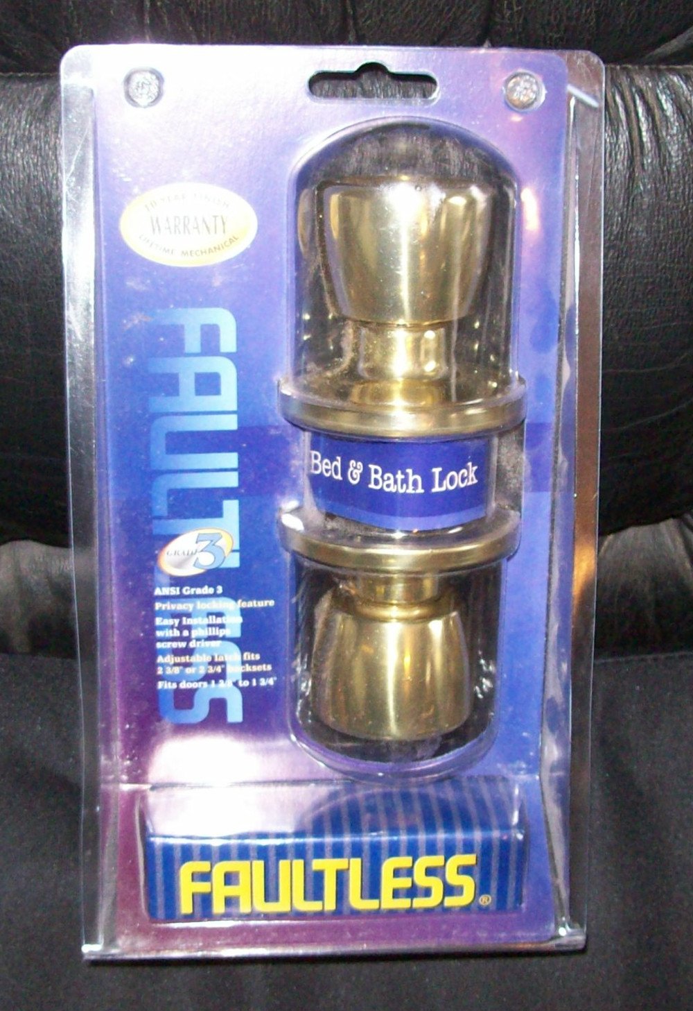 Faultless Tulip Polished Brass Metal Privacy Knob 3 Grade Right Handed