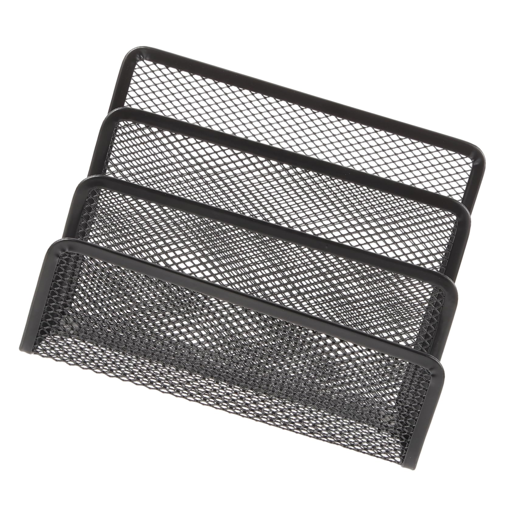 Veemoon Metal Mesh Document Organizer with Compartments Versatile Folder Holder for Home Office Black Wire Desktop File Storage for Magazines Books and Documents