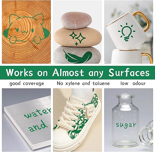 Miniatura 4 de Rotuladores de pintura permanente verde  Paquete de 2 marcadores a base de aceite, de secado rápido y resistente al agua, neumático de coche, metal,