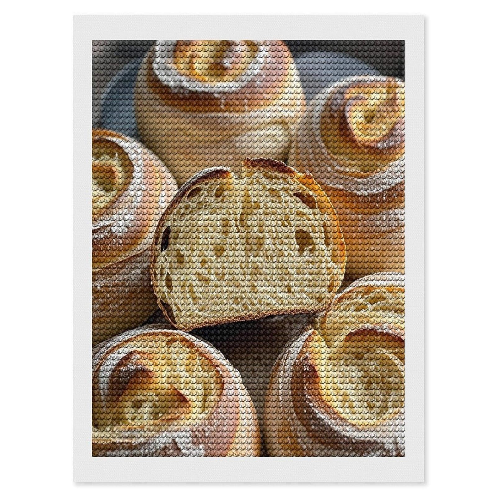 FekiLoot Painted Bread Diamond Painting Kits for Adults Full Round Drill Diamond Art Kits for Beginners 5D DIY Diamond Dots Paintings Diamonds Pictures Gem Art Home Wall Decor 12"x16"