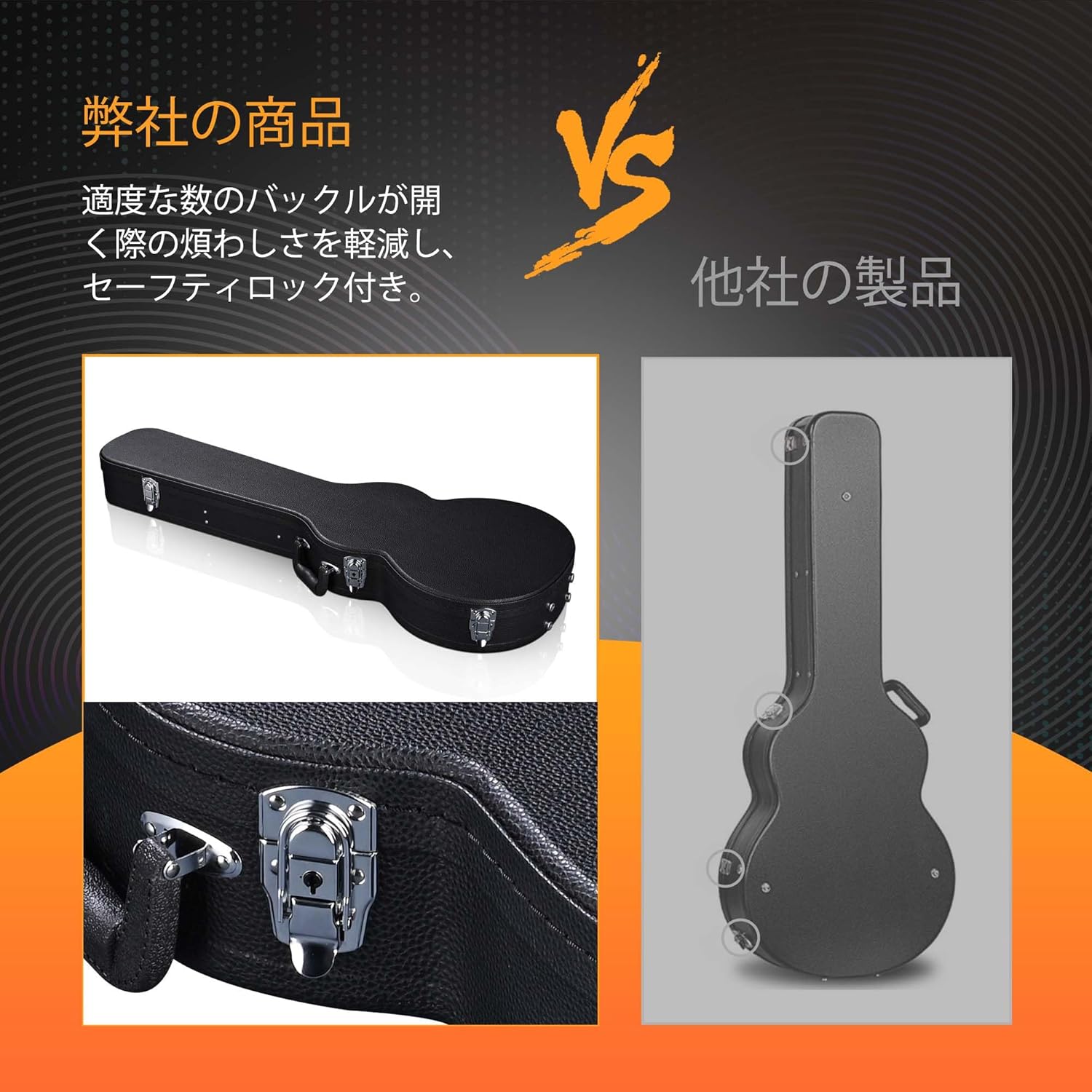 AW Les Paul Electric Guitar Case Hard Fits Gibson Les Paul Guitars LP Style Wood Case Hard Shell Proctive Lockable Black