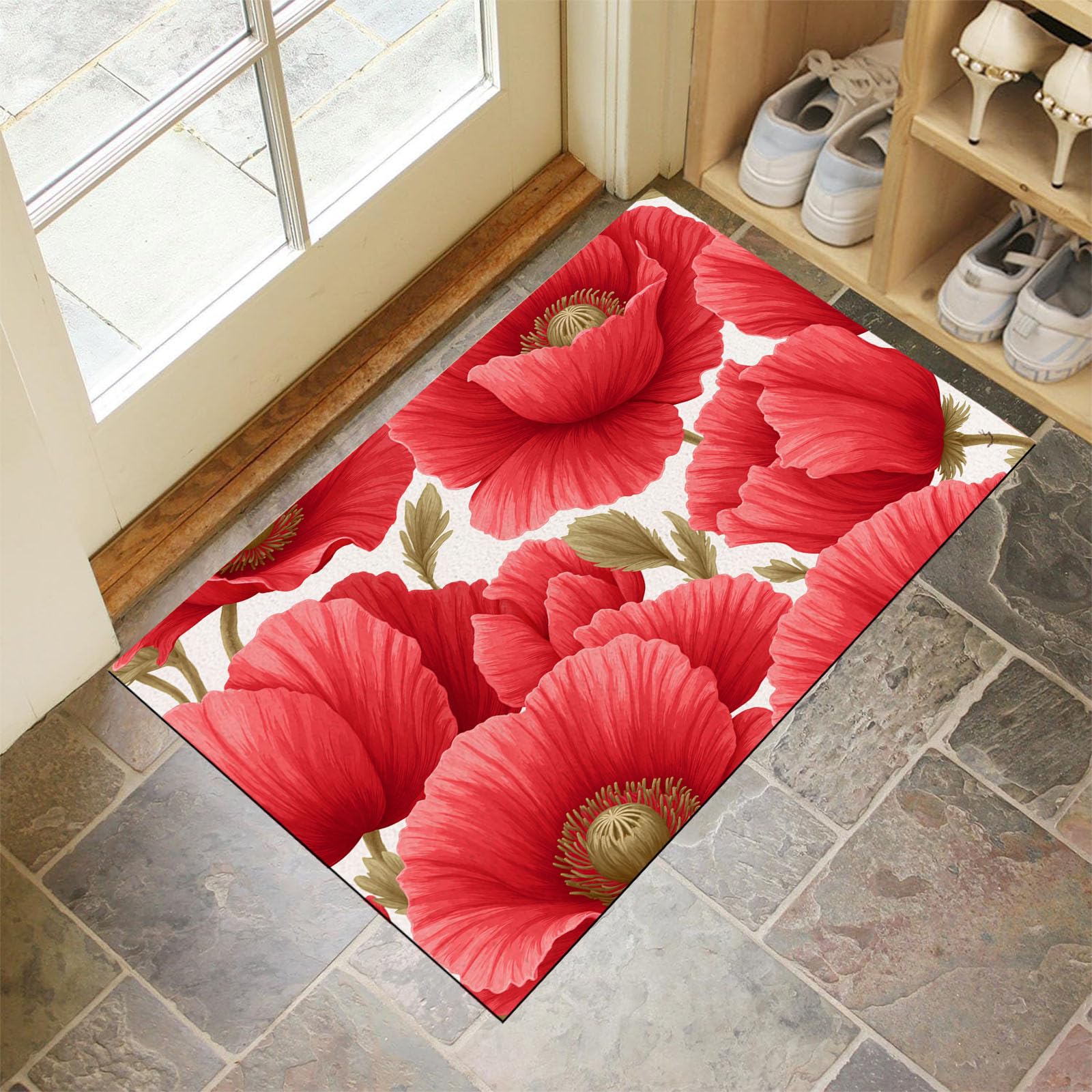 Paillasson attrape poussière lavable machine tapis d'entrée grand format rouge