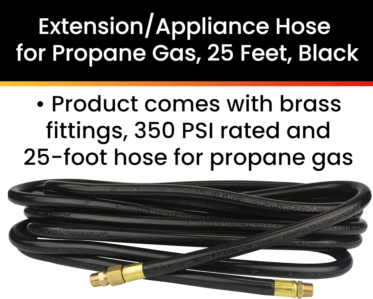 Hot Max 24201 Extension/Appliance Hose for Propane Gas, 25 Feet, Black