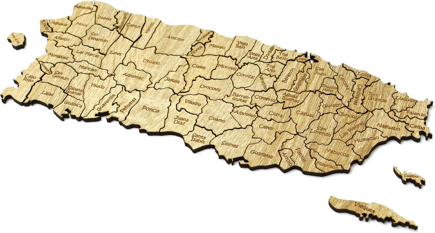 Puerto Rico Wooden Map Magnetic puzzle of the USA, wooden map Puerto Rico country 51 USA state 79 pcs