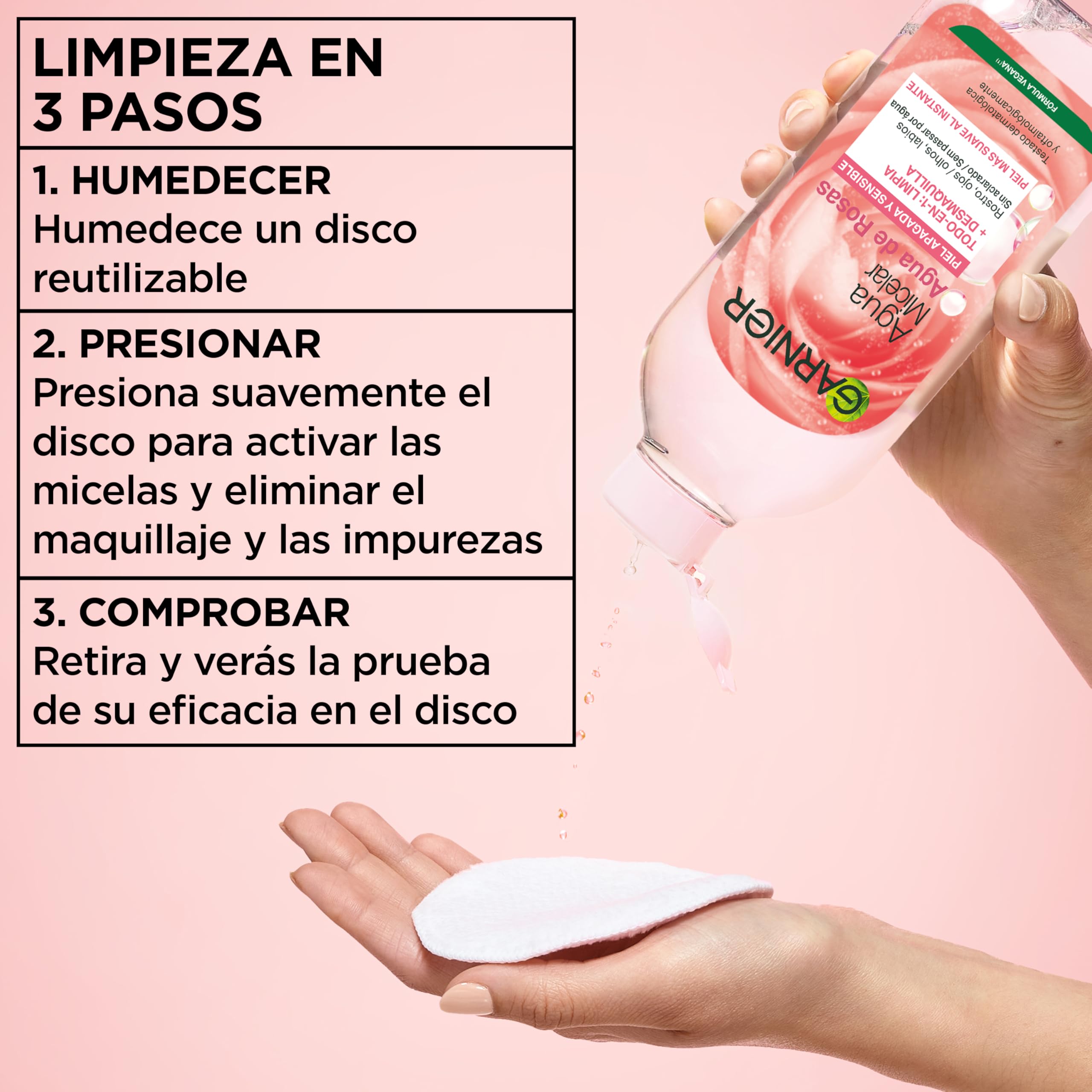 Garnier Agua Micelar con Agua de Rosas Todo en 1 para pieles apagadas y sensibles - Piel más suave al instante - Hipoalergénica - Cruelty-Free International y Vegana 400 ml — view 7
