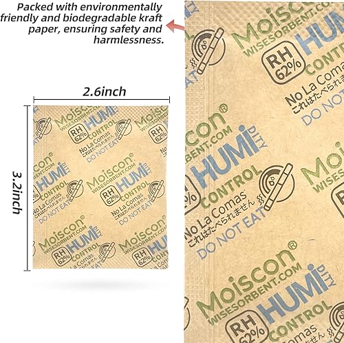 Miniatura 3 de Paquete de 90 paquetes de control de humedad bidireccional de 62% HR 0.28 oz para almacenar paquetes de control de humedad de 1 oz, tamaño 8