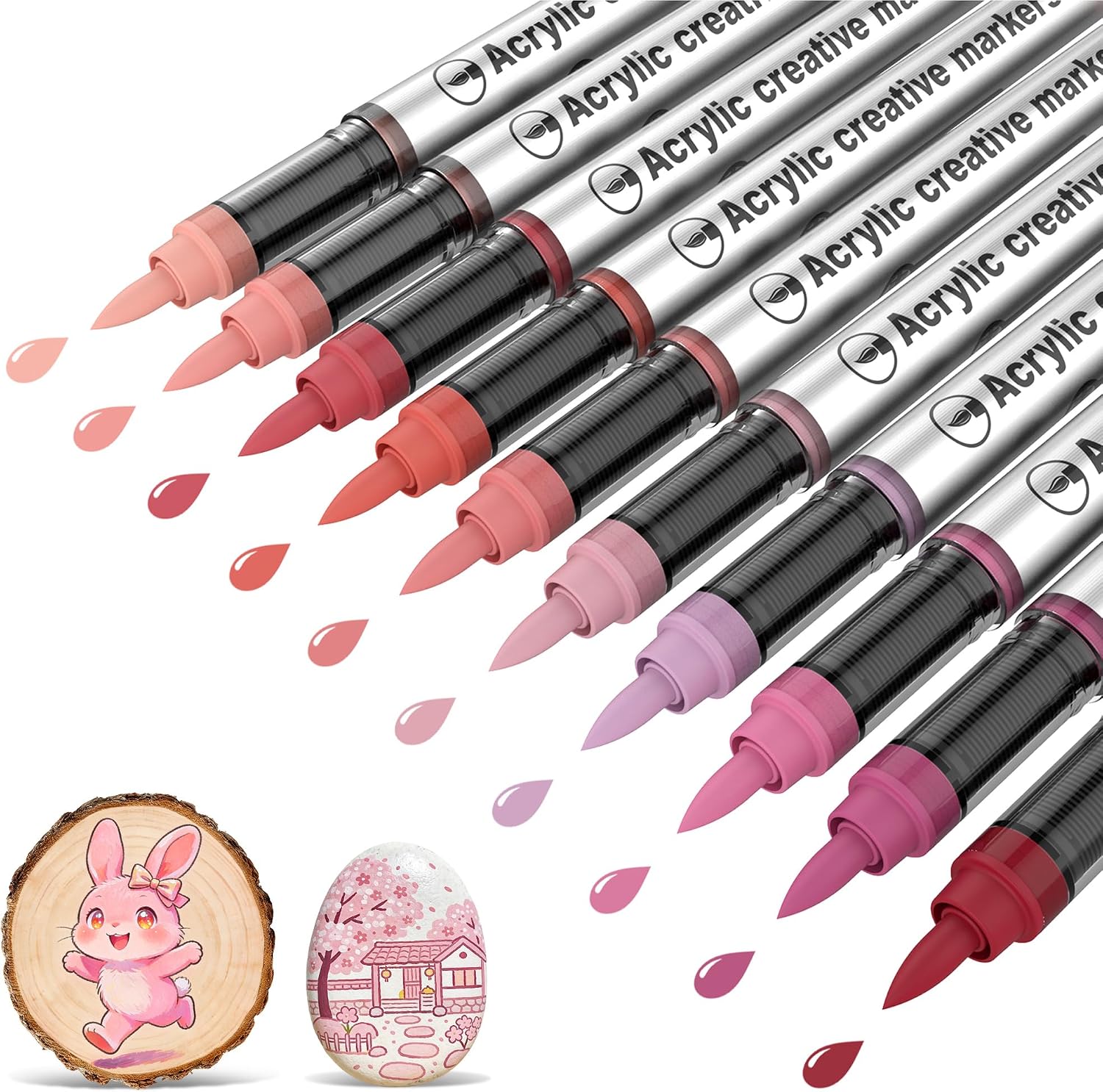 10 Color Acrylic Paint Markers Brush Tip