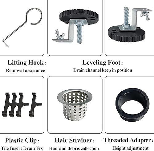 Miniatura 4 de Drenaje de ducha lineal de 24 pulgadas con cubierta extraíble de rejilla de inserción de azulejos 2 en 1 y certificado CUPC de acero inoxidable