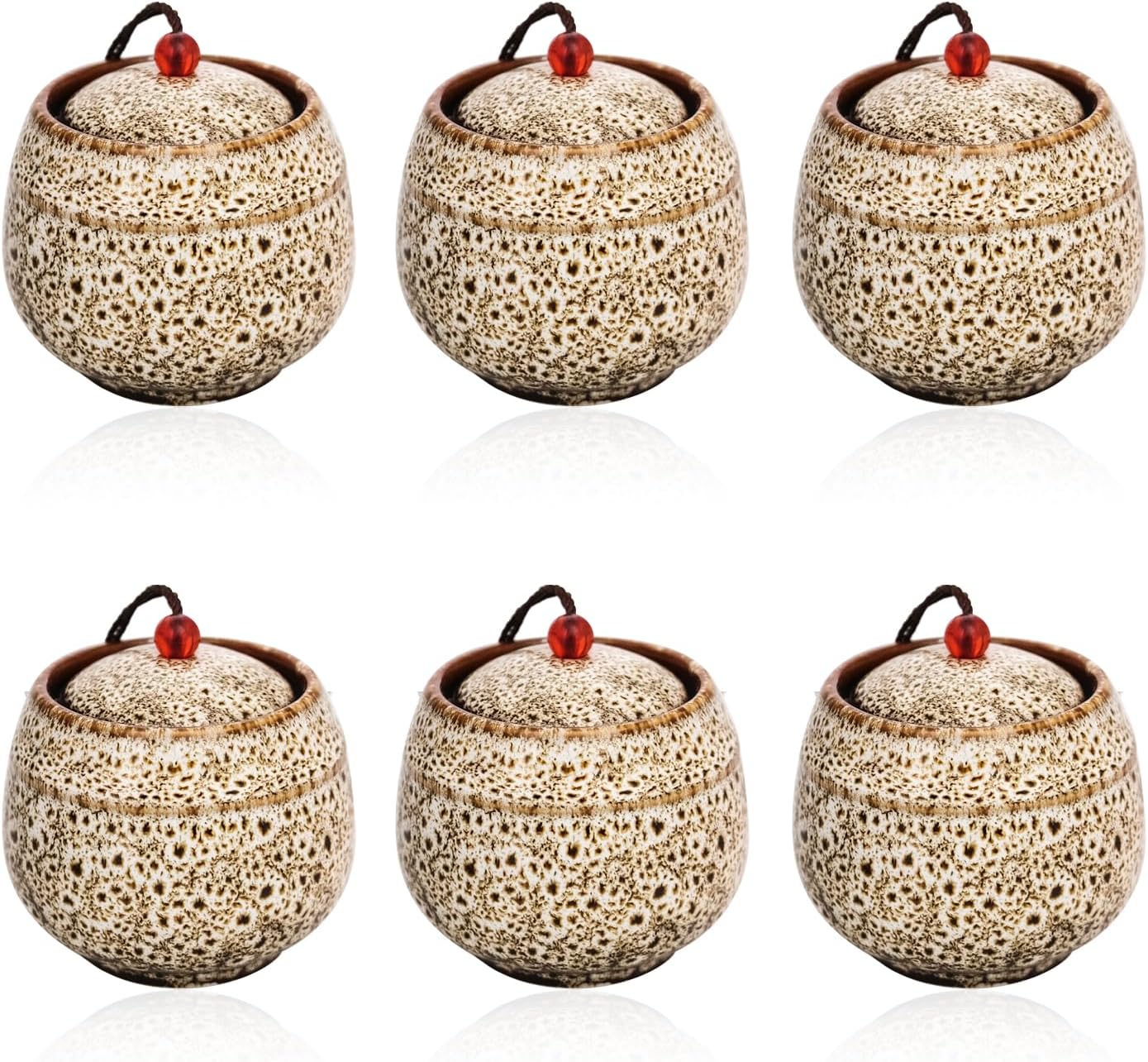 Small Urns for Human Ashes Set of 6, Decorative Cremation Keepsakes Made of Ceramic, Mini Urns for Adult Ashe, Personal Funeral for Pet or Human Ashes (White)