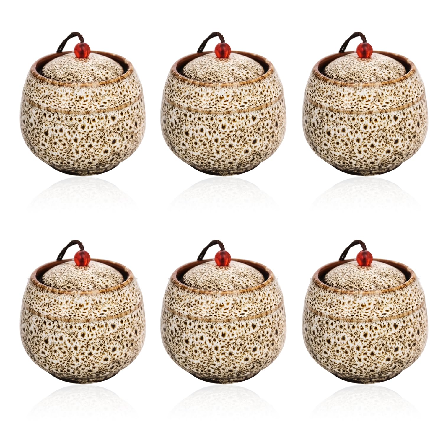 patscorai Small Urns for Human Ashes Set of 6, Decorative Cremation Keepsakes Made of Ceramic, Mini Urns for Adult Ashe, Personal Funeral for Pet or Human Ashes (White)