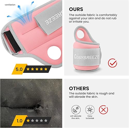 Miniatura 4 de Pesas de muñeca con trabillas para el pulgar para mujeres, hombres, niños de 2, 3, 4, 5, 6 libras, juego de pesas de mano, pesas de tobillo, guantes