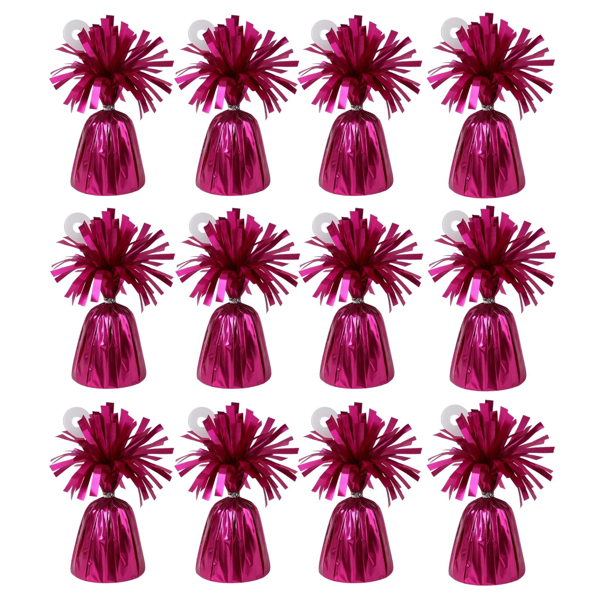 Foil Balloon Weights for Helium Balloons | Metallic Foil Balloon Holder | Birthday Parties, Events & Wedding Celebrations Decoration Accessory (Dark Pink, Pack of 12)