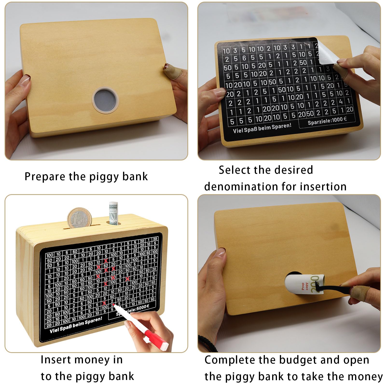 Tirelire En Bois, Réutilisable Numérique Tirelire Avec