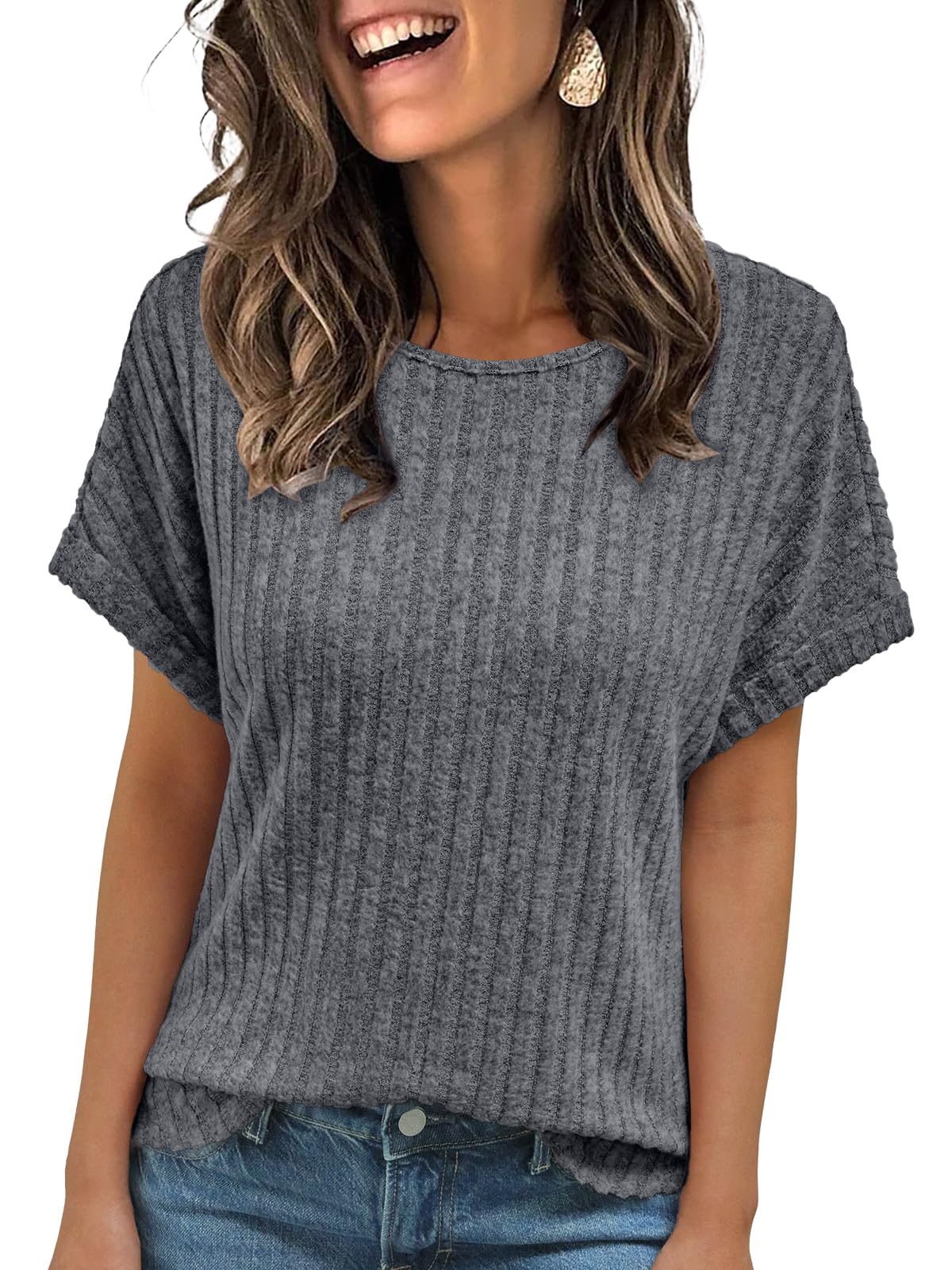 AUTOMET Women Summer Tops 2026 Spring Sweaters Dressy Casual Short Sleeve Shirts Business Blouses