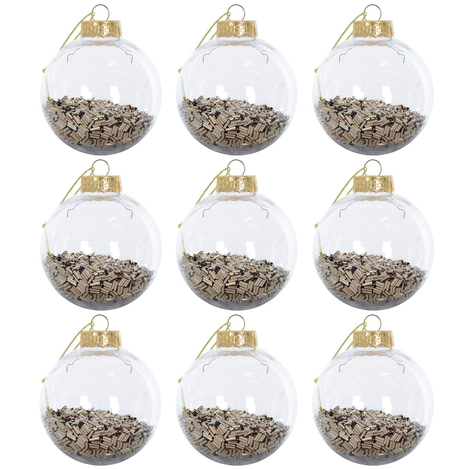Mr Crimbo 9 Pack Shaker Christmas Tree Baubles Ornaments Decorations 8cm - Gold