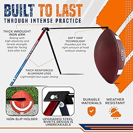 Trailblaze True Strike Pro Football Kicking Tee - Ultimate Football Tee Compatible with All Ball Sizes, Bonus Goal Kicking Tracker, Field Goal Football Holder (Red, White & Blue Stars)