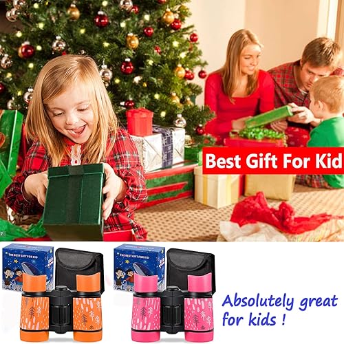 Vista 14 de Binoculares para niños y niñas, el mejor regalo para niños de 3 a 12 años, óptica a prueba de golpes, mini juguetes binocuolares compactos, forro
