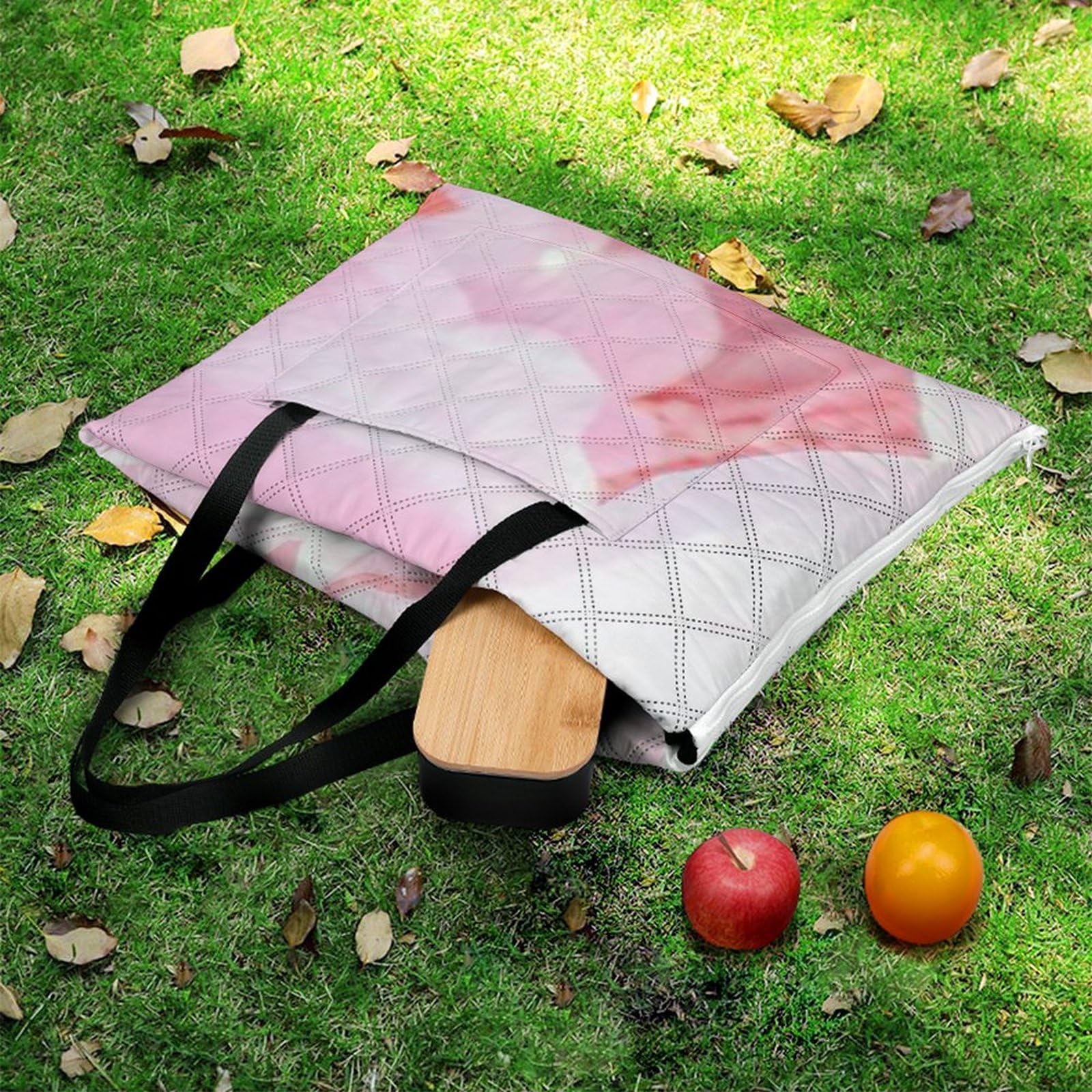3D Stampa Fiore di pesca rosa Coperta Picnic Impermeabile Plaid Pic Nic Pieghevole Tappeto Pic Nic Per Pic-nic, Spiaggia, Campeggio, Parco, Giardino, Estate 200x200cm