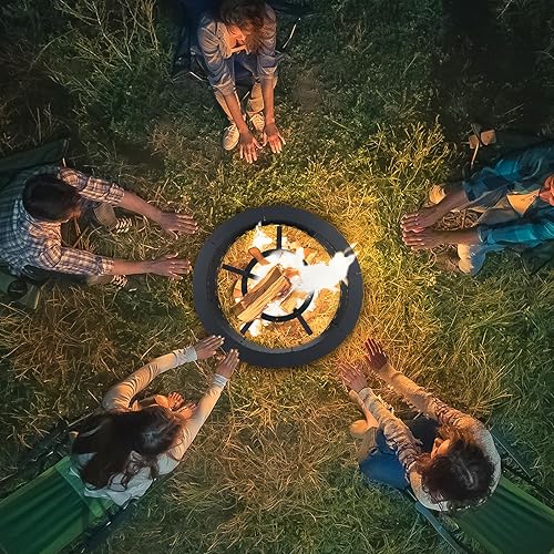 Miniatura 2 de Aoodor Rejilla de fuego de 31 pulgadas, redonda de tamaño ajustable, sin humo, rejilla de leña resistente para fogata al aire libre, estufa de leña