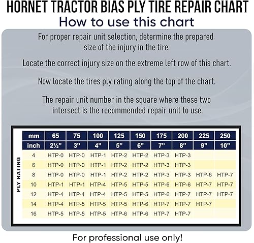 Miniatura 7 de Hornet Tire Bias Tractor Parche de reparación de neumáticos HTP4 - Parche individual (9 x 9 pulgadas, 6 capas)