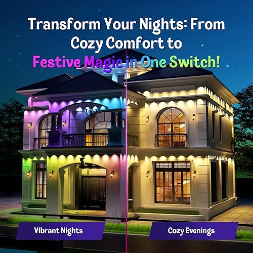 Miniatura 4 de Fitop Luces permanentes para exteriores, luces RGB para exteriores de 150 pies para decoración de casa, iluminación de aleros inteligentes, tira LED