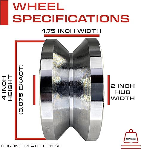 Miniatura 4 de Rueda con ranura en V de 4 pulgadas, acero sólido, rueda de puerta corredera, resistente, rueda de puerta de metal, rueda en forma de V invertida