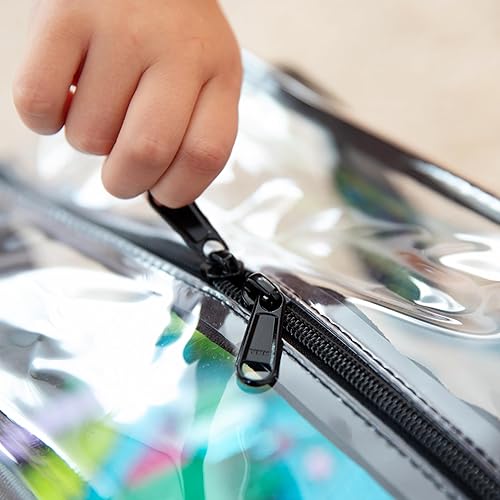 Miniatura 3 de Paquete de 4 bolsas transparentes de almacenamiento de juguetes extra grandes con cremallera de 12 x 10 x 7 pulgadas con asa, organizador de